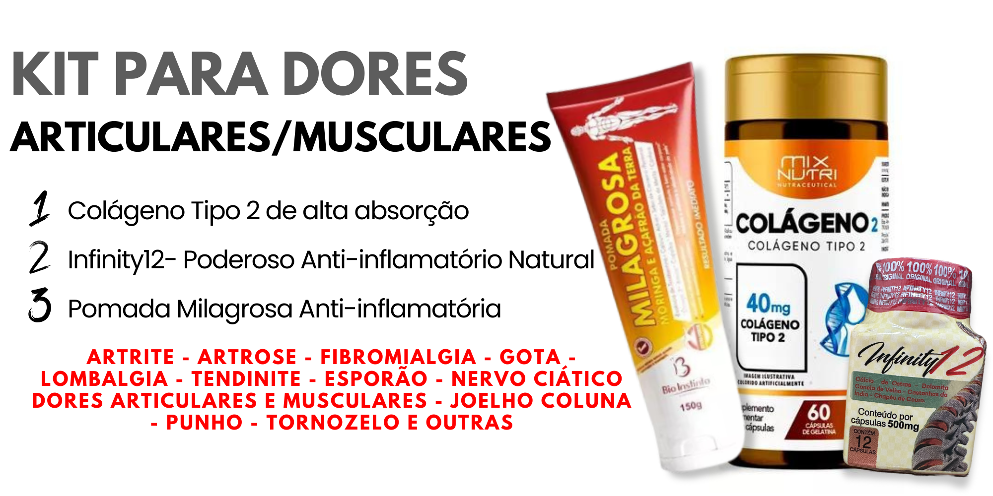 Kit para dores articulares - Nutrivida Suplementos Naturais