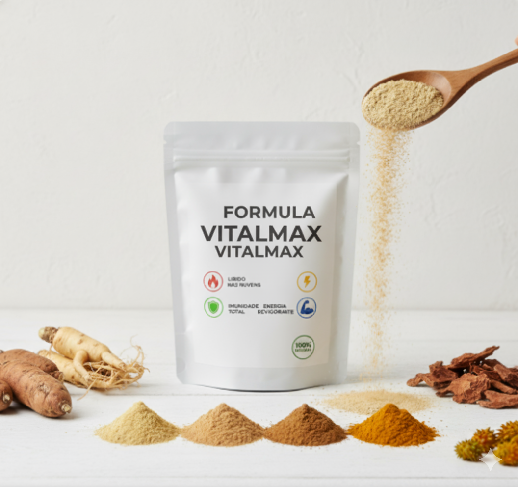 aumentar testosterona VITALMAX- FÓRMULA (MACA, GINSENG, MARAPUAMA, TRIBULLUS) - 400 g - Imagem 1